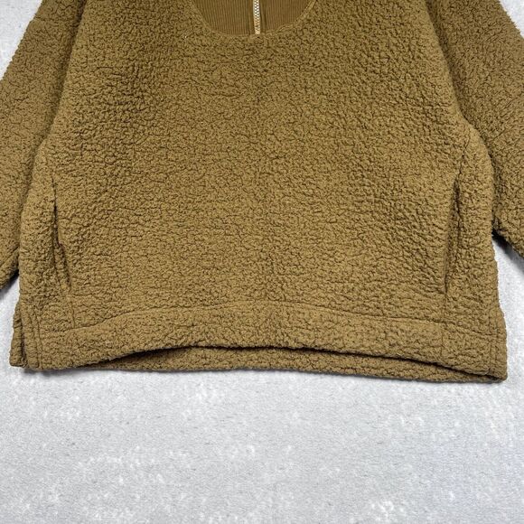 Aerie Jacket Womens Small Burnt Yellow Sherpa Teddy Quarter Zip Pullover Jacket - Picture 3 of 11